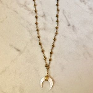White & Gold Crescent moon necklace